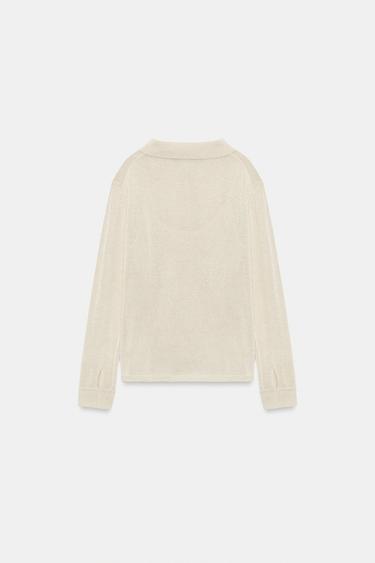 POLO KNIT CARDIGAN WITH INTERIOR TOP - Beige by Zara