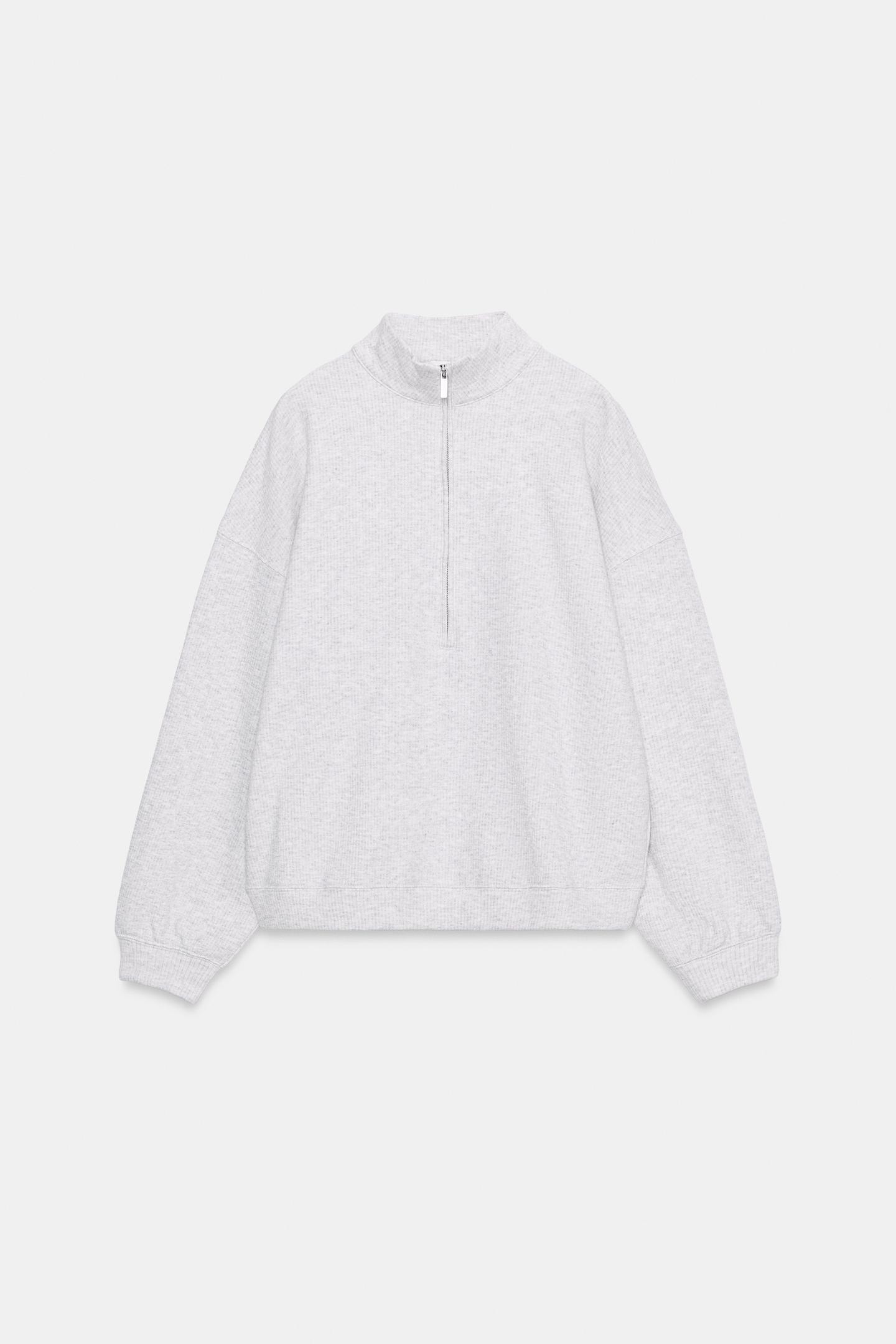 Женская толстовка Zara Zip-Up, цвет: Серый меланжевый — фото 4