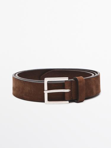 Zara Leather belt with square buckle - Brown