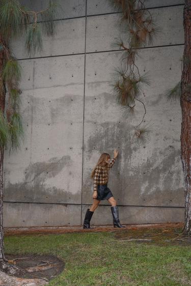 TRIKO THURJE JACQUARD ME ROMBE - Kafe/ngjyrë natyrale nga Zara