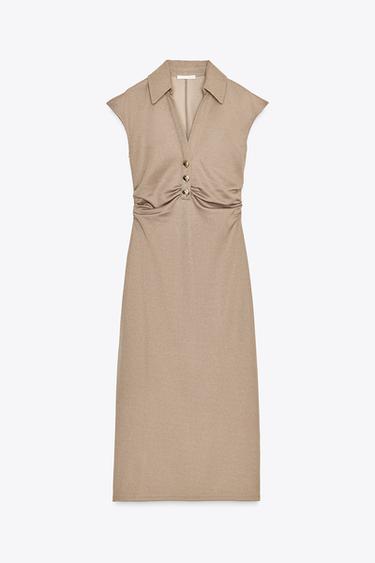 ROBE MIDI COL POLO - Beige de Zara - Image 5