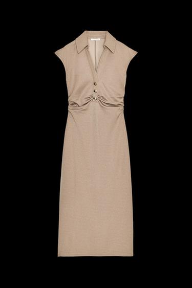 MIDI POLO COLLAR DRESS - Beige by Zara - Image 0