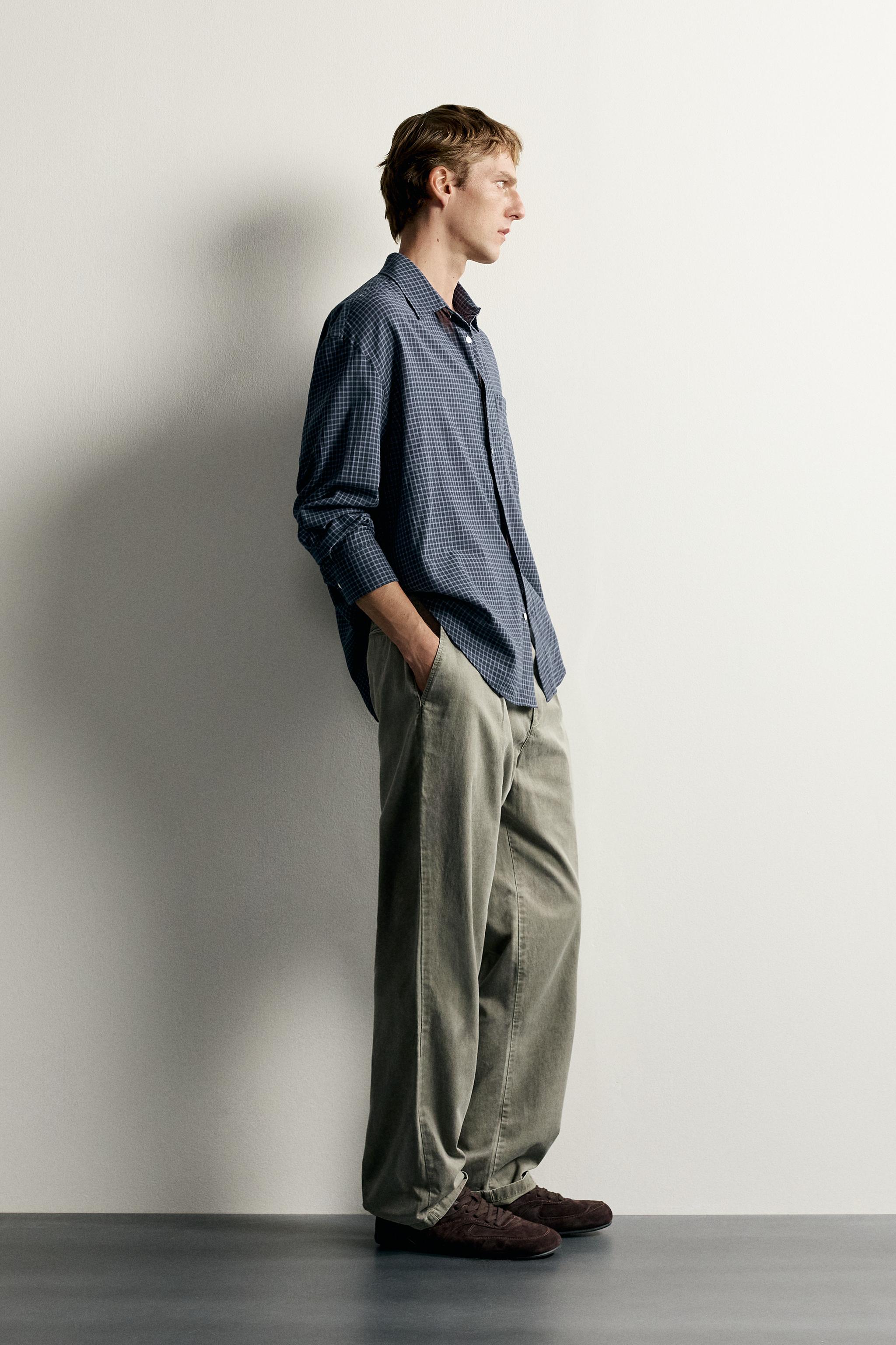Мужские рубашки Zara CHECKED RELAXED FIT SHIRT — фото 4
