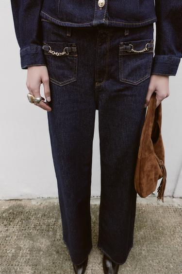 JEANS Z1975 WIDE LEG CINTURA MÉDIA CORRENTES - Azul da Zara