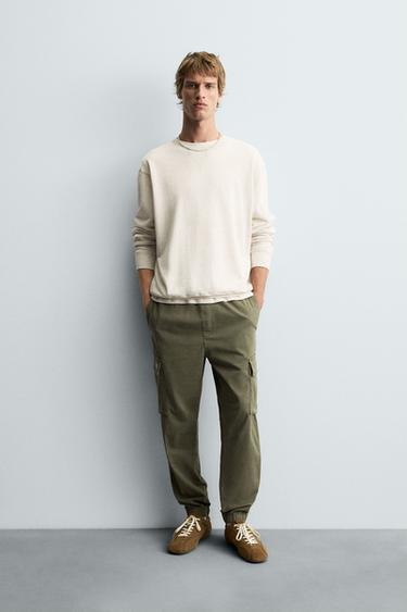 Zara SLIM FIT CARGO PANTS - Khaki