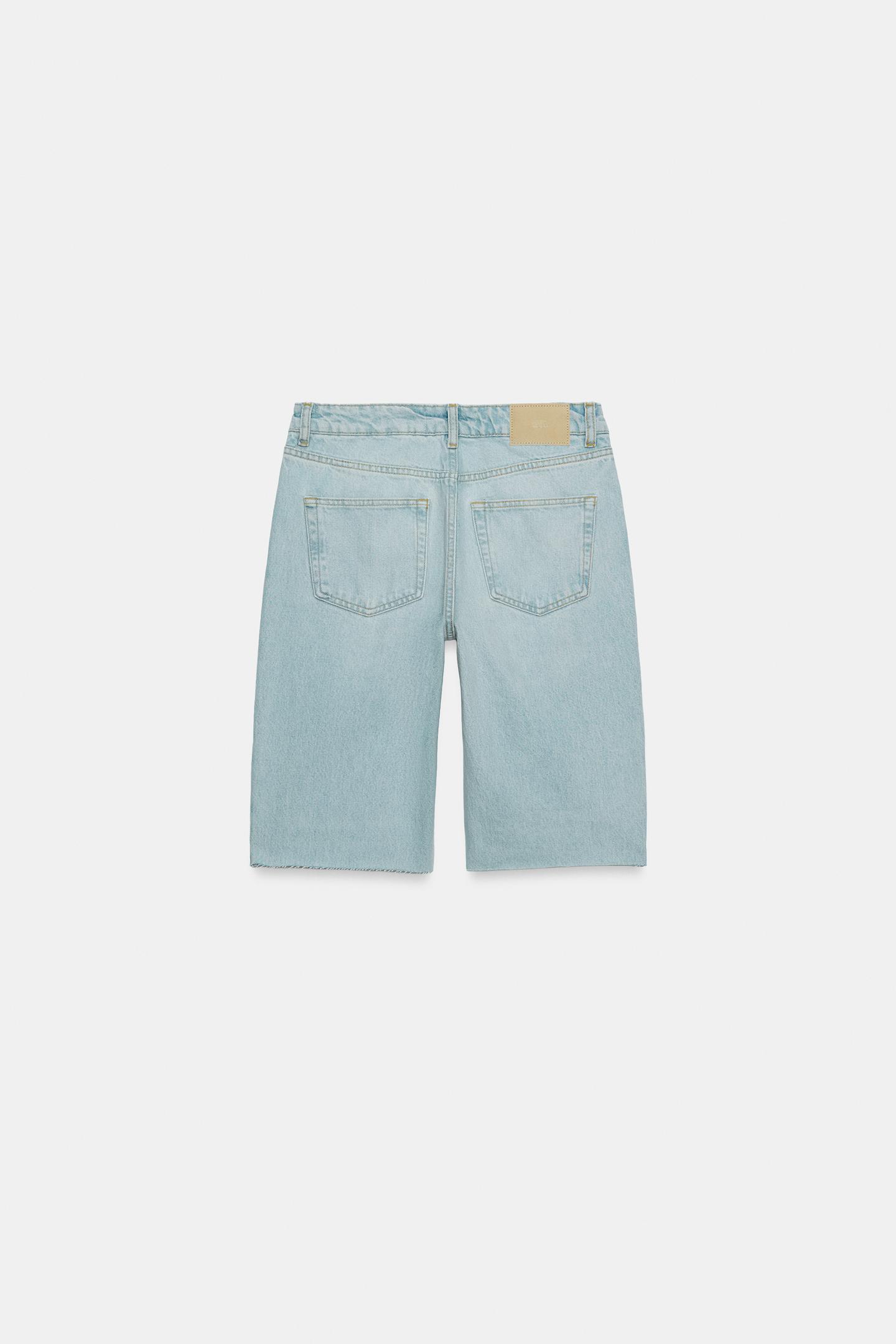 Женские шорты Zara Z1975 Mid-Rise Denim Shorts, цвет: Светлый синий — фото 7