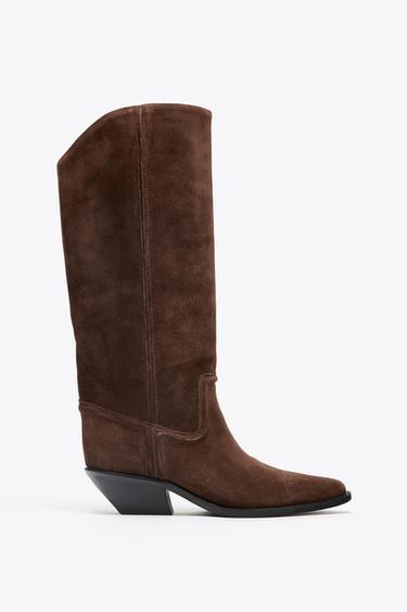 BOTA TACÓN SERRAJE COWBOY - Marrón de Zara