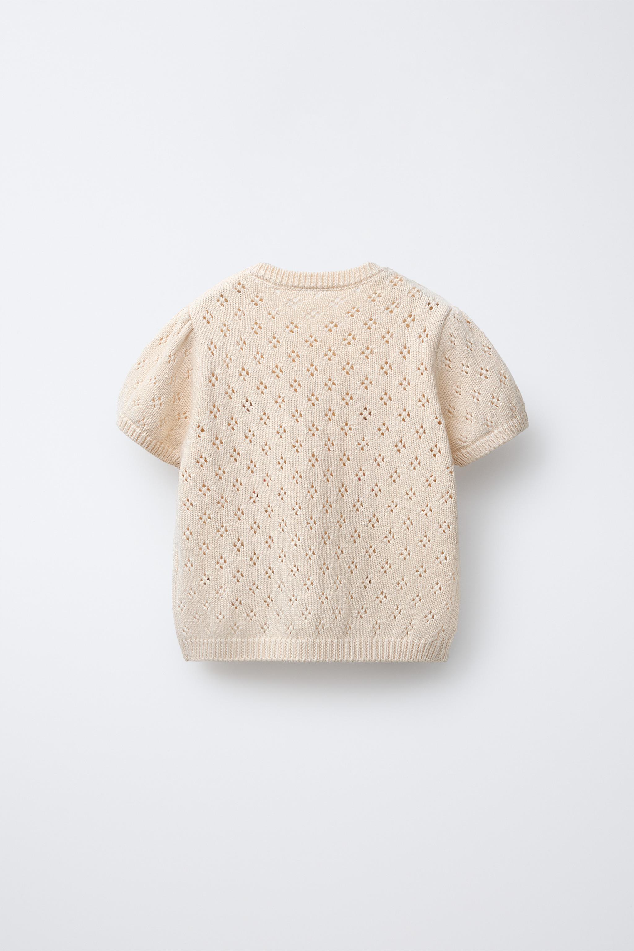 EMBROIDERED FLOWER OPENWORK KNIT TOP - Ecru | ZARA United States