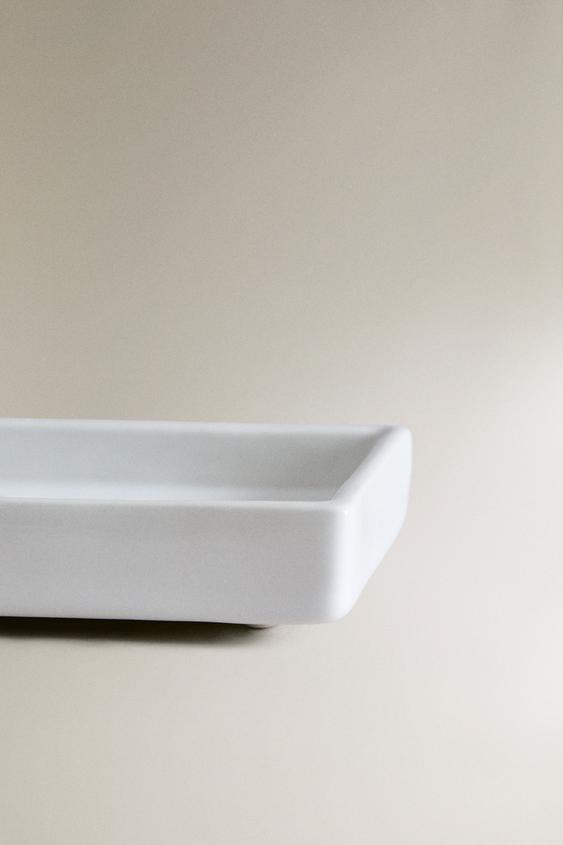 WHITE EARTHENWARE BATHROOM SOAP DISH - White by Zara - Image 3