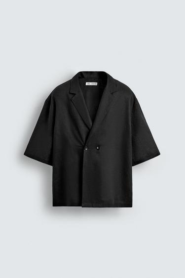 CAMISA KIMONO 100% LINO - Negro de Zara