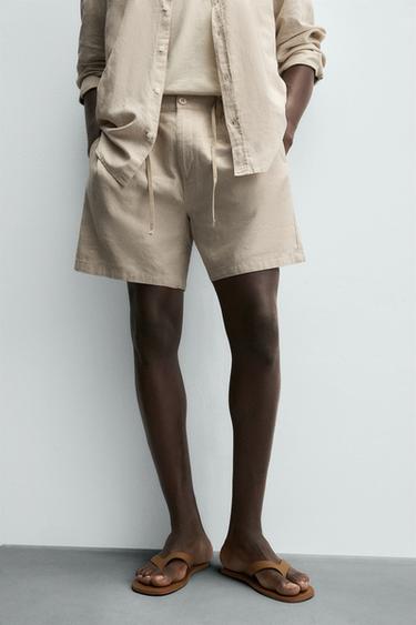 BERMUDA AVEC LIN - Beige clair de Zara - Image 4