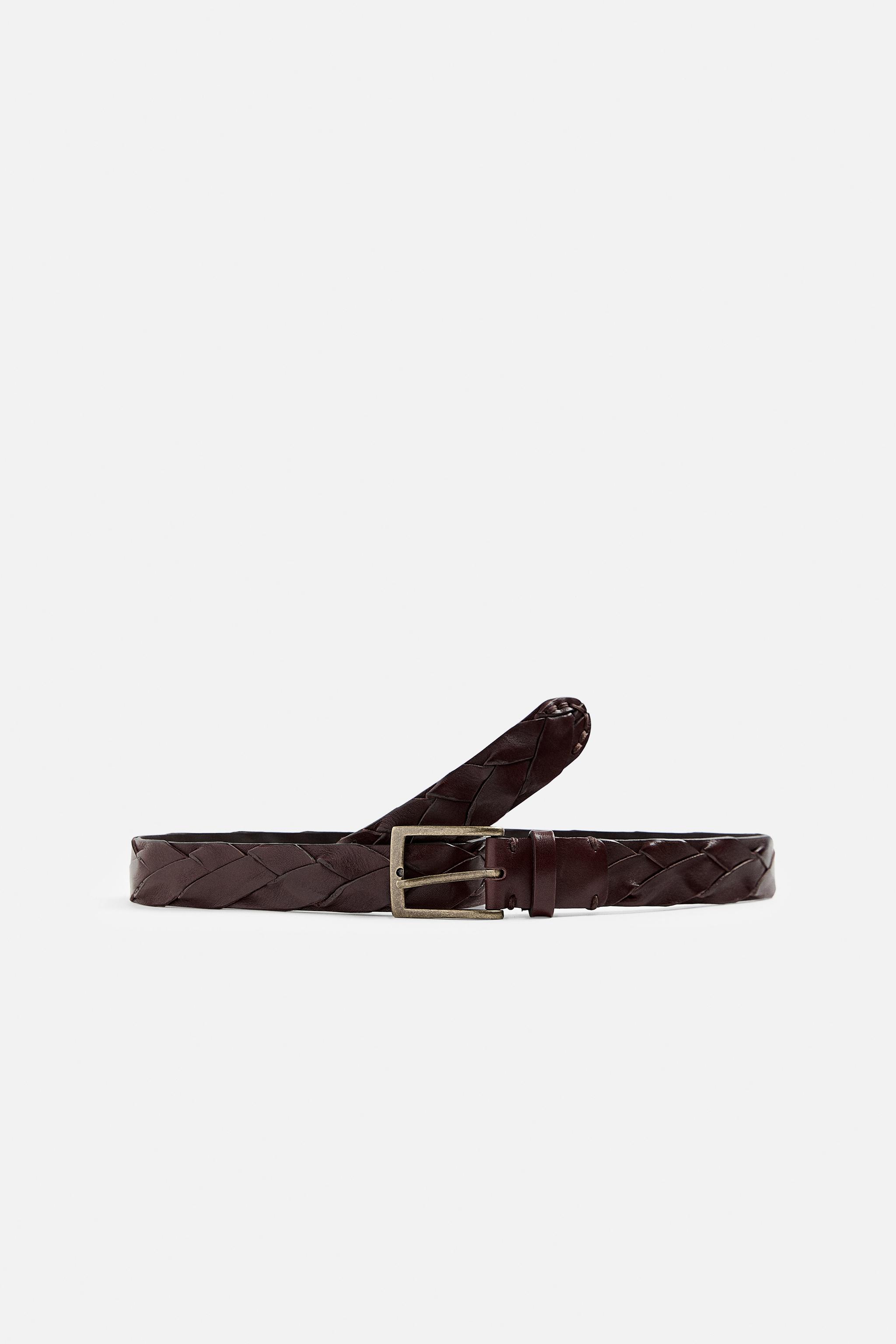 Leather woven belt hotsell