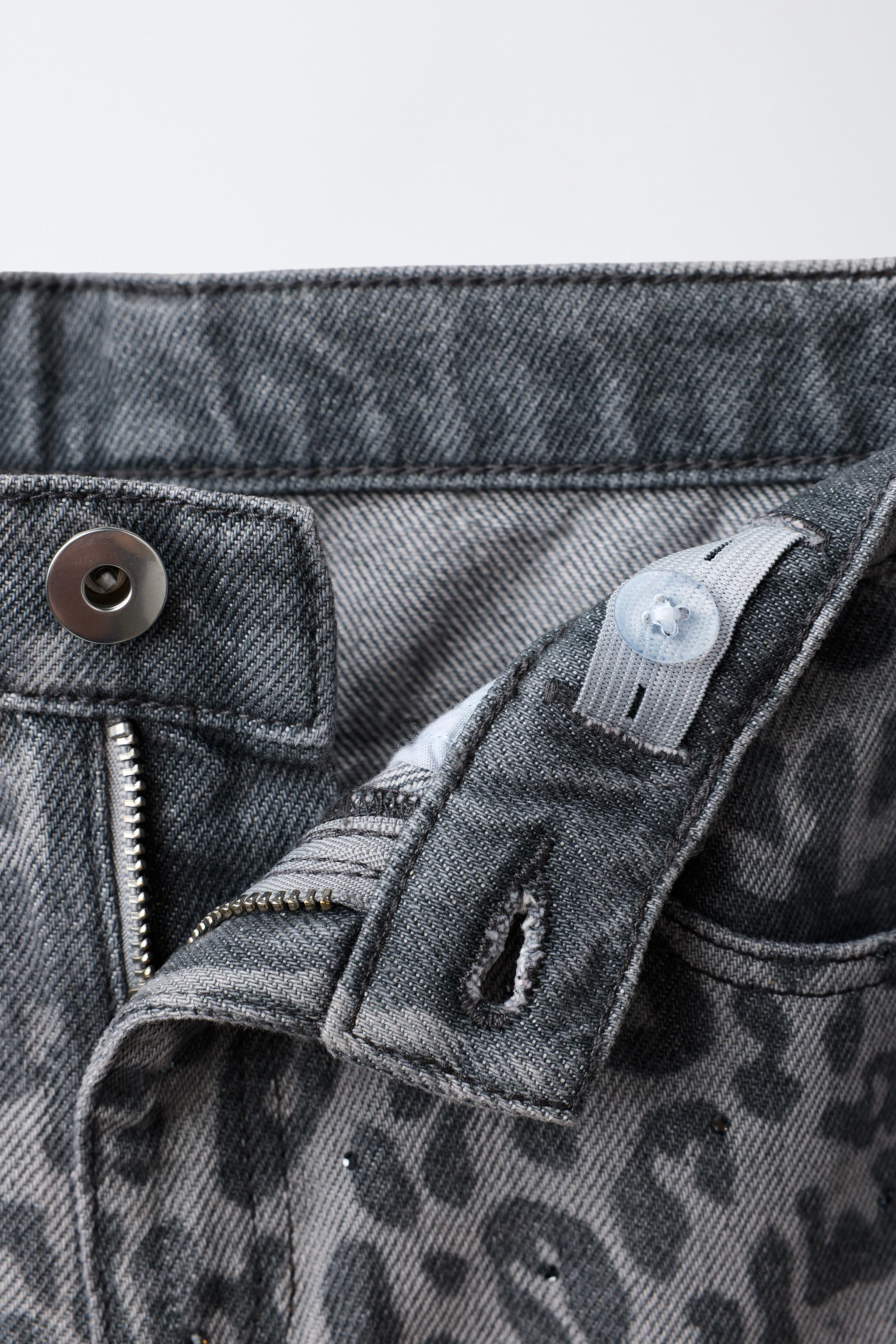 Детские джинсы Zara ANIMAL PRINT RHINESTONE BARREL JEANS — фото 3