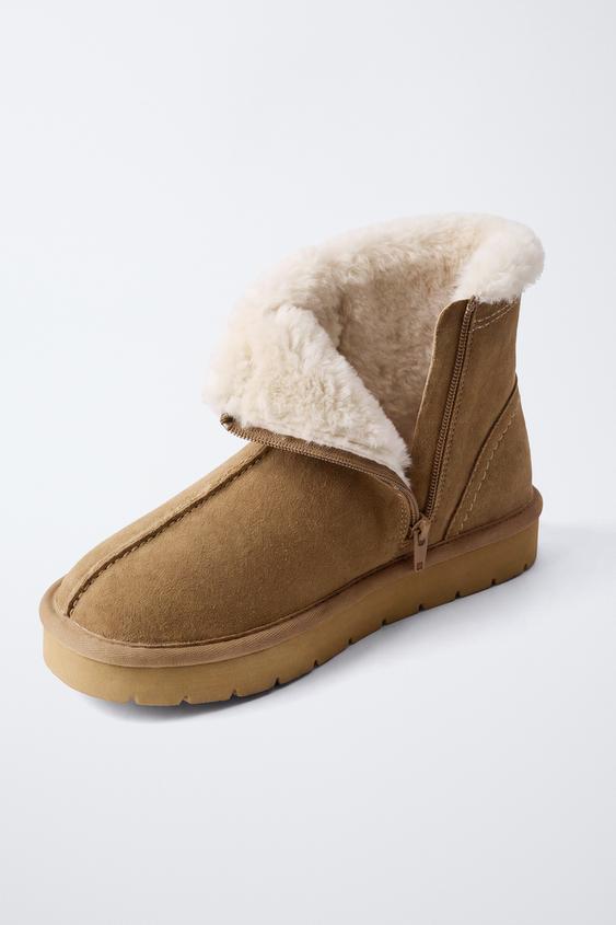 BOTTINES EN CUIR DOUBLÉES - Marron de Zara - Image 3