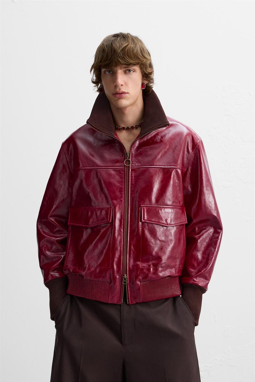 レザージャケット X HARRY LAMBERT - レディッシュ | ZARA Japan / 日本