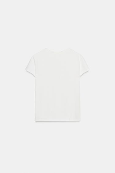 T-SHIRT À INSCRIPTION BRODÉE - Blanc cassé de Zara - Image 5