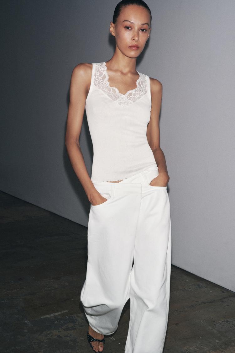 RIBBED LACE T-SHIRT