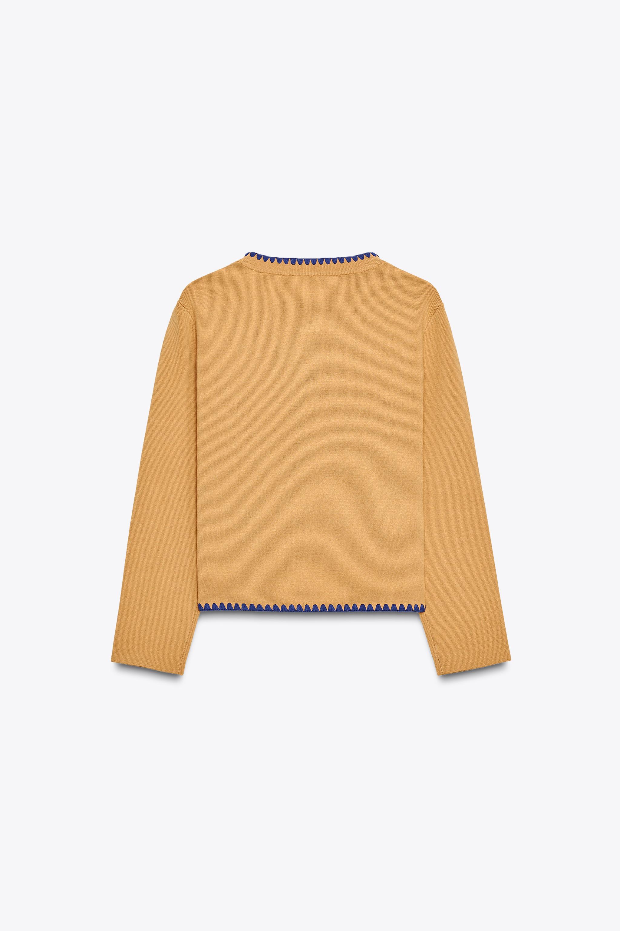 CONTRAST EMBROIDERY KNIT CARDIGAN