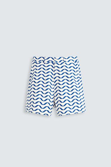 BERMUDA CORTA ONDAS - Azul / Blanco de Zara