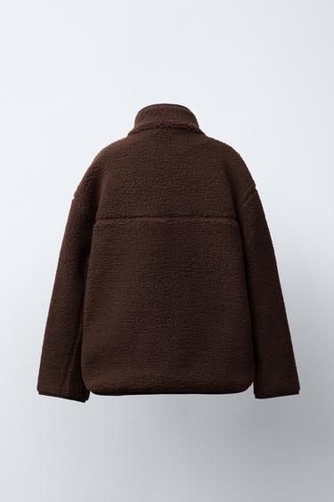 VESTE EFFET MOUTON LISERÉS - Marron de Zara - Image 3
