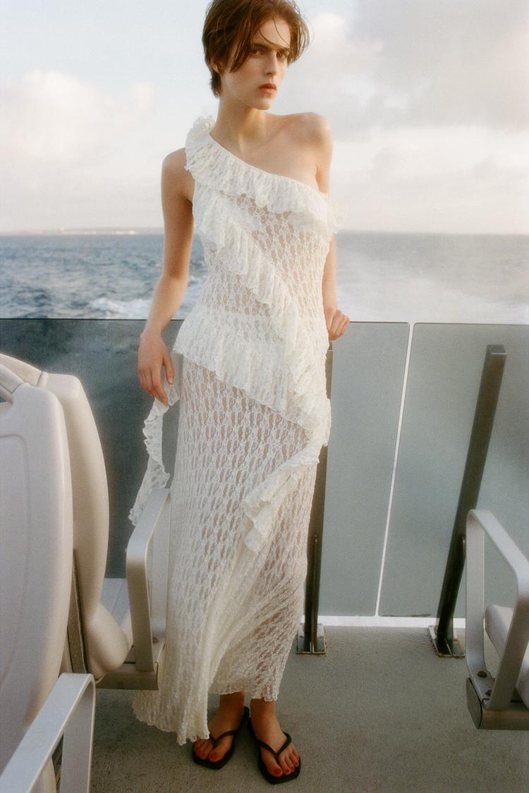 ASYMMETRIC LACE TOP White ZARA South Africa - Main Image