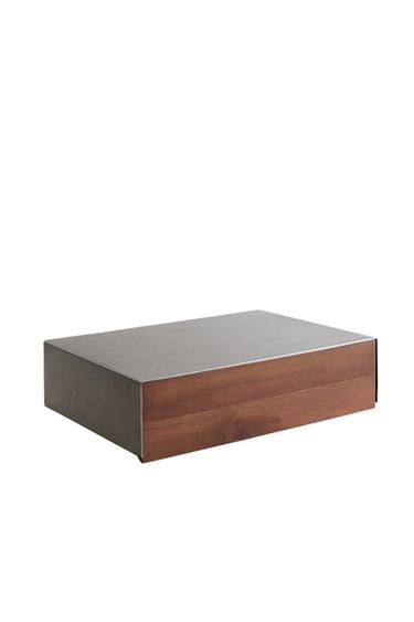 STEEL AND WOOD FLOATING BEDSIDE TABLE - Silver by Zara