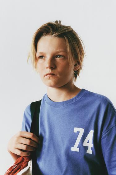 Zara NUMBER JOGGING T-SHIRT - Blue