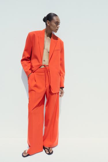 ШТАНИ З ПОДВІЙНИМИ ЗАЩІПАМИ - Червоний/кораловий Zara - Зображення 0
