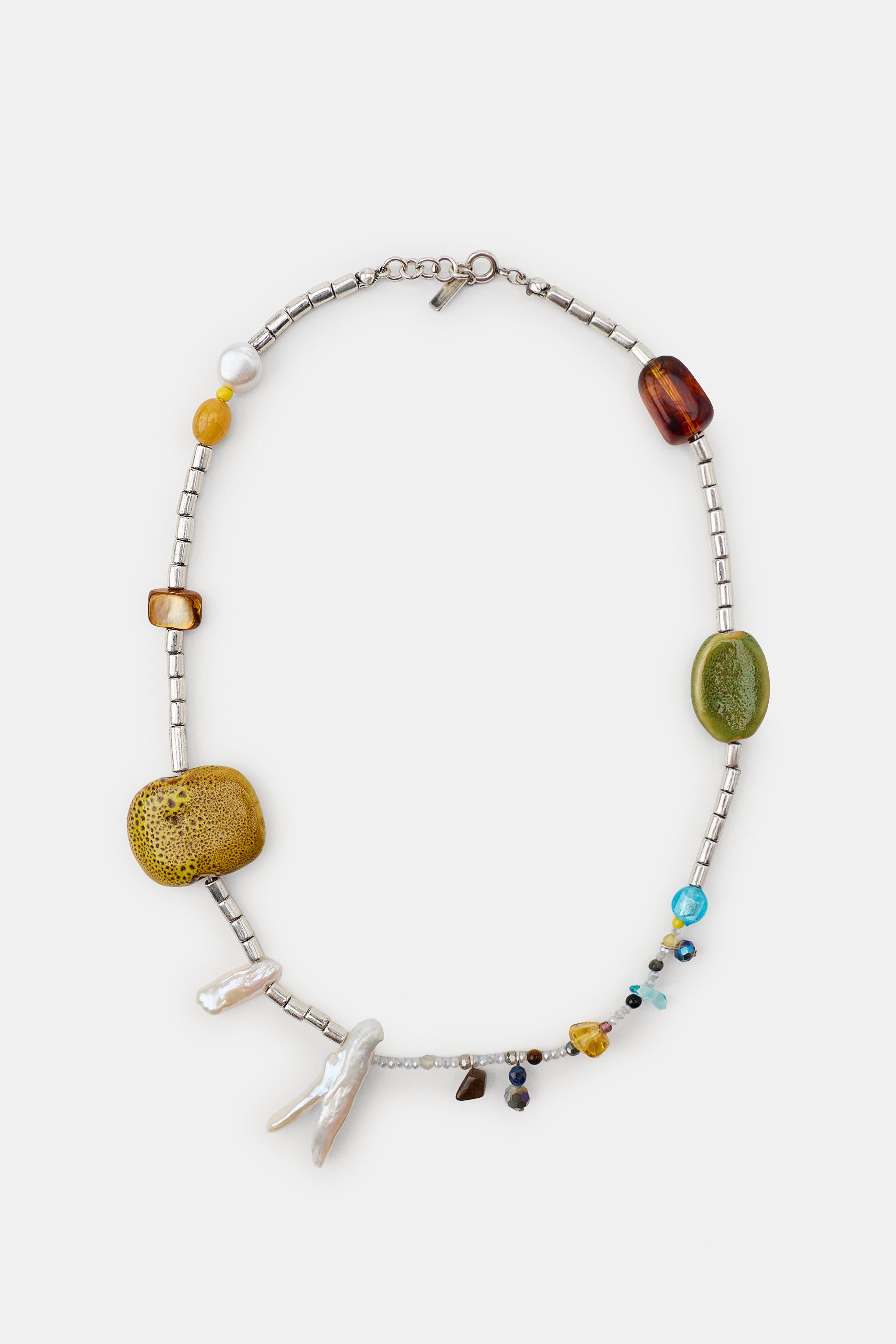 BEADED SHELL NECKLACE — Silver (alternate view)