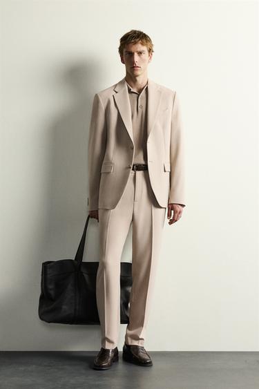 Zara SLIM FIT SUIT JACKET - Sand / Marl