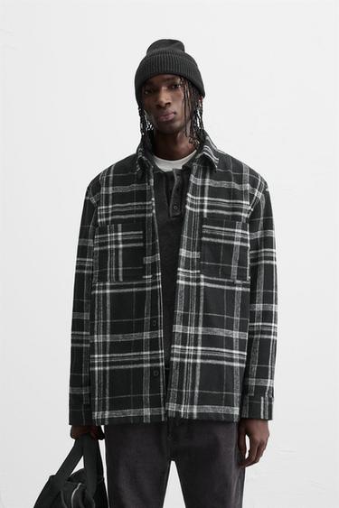 CHECK FLANNEL SHIRT - Black by Zara - Image 1
