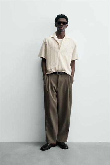 TEXTURED RELAXED FIT POLO SHIRT - Oyster-white by Zara - Image 0