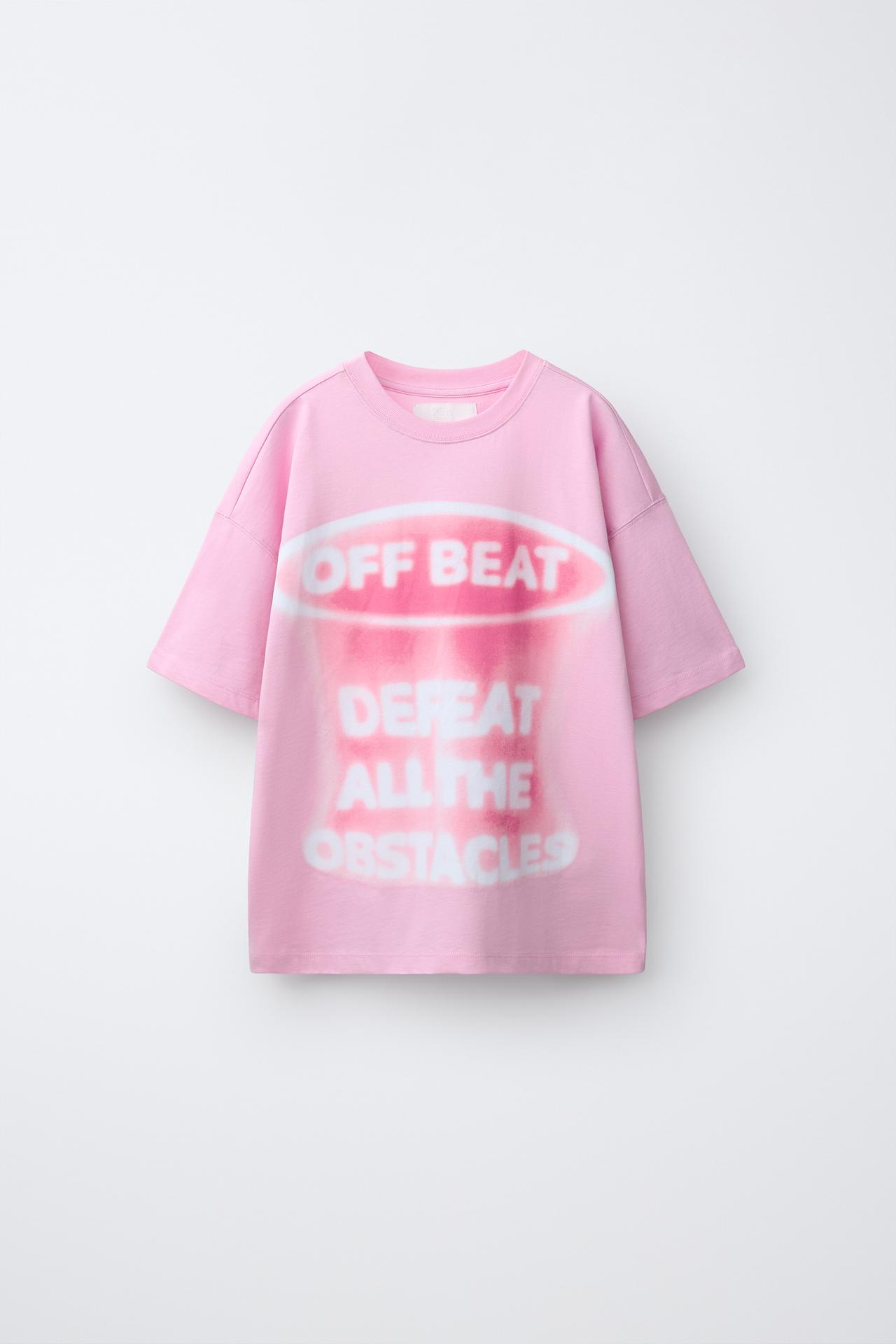 SPRAY PRINT T-SHIRT — Pink