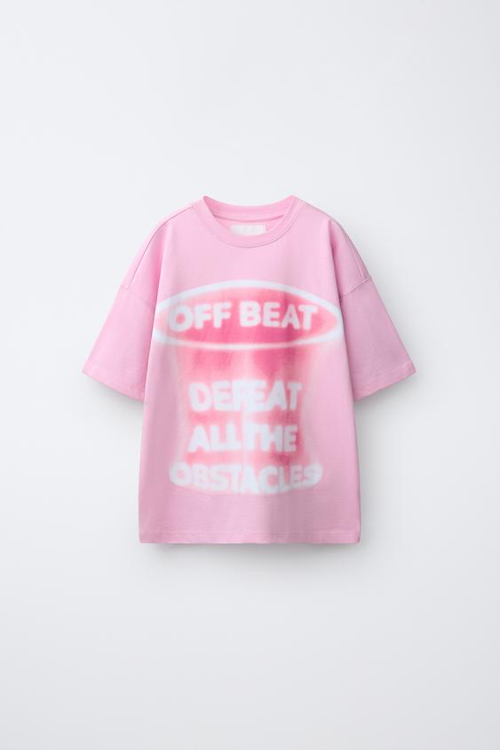 CAMISETA ESTAMPADO SPRAY - Rosa de Zara - Imagen 0