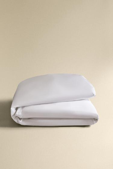 COTTON SATEEN DUVET COVER WITH PLEATED BORDER (400 THREAD COUNT) - White by Zara - Image 3