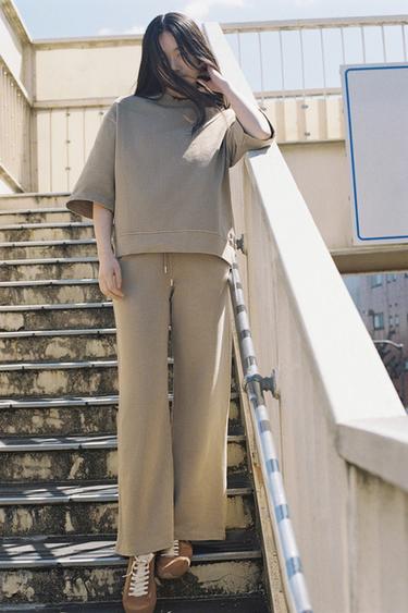 フェイド ワイドレッグ パンツサンド0Zaraのフェイド ワイドレッグ パンツ - サンド - 画像 0