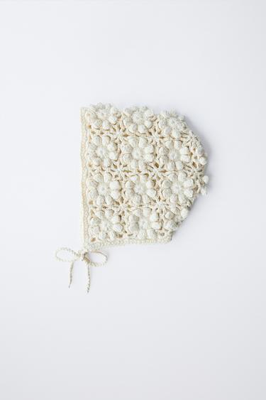 CROCHET KNIT BONNET - Ecru by Zara - Image 3