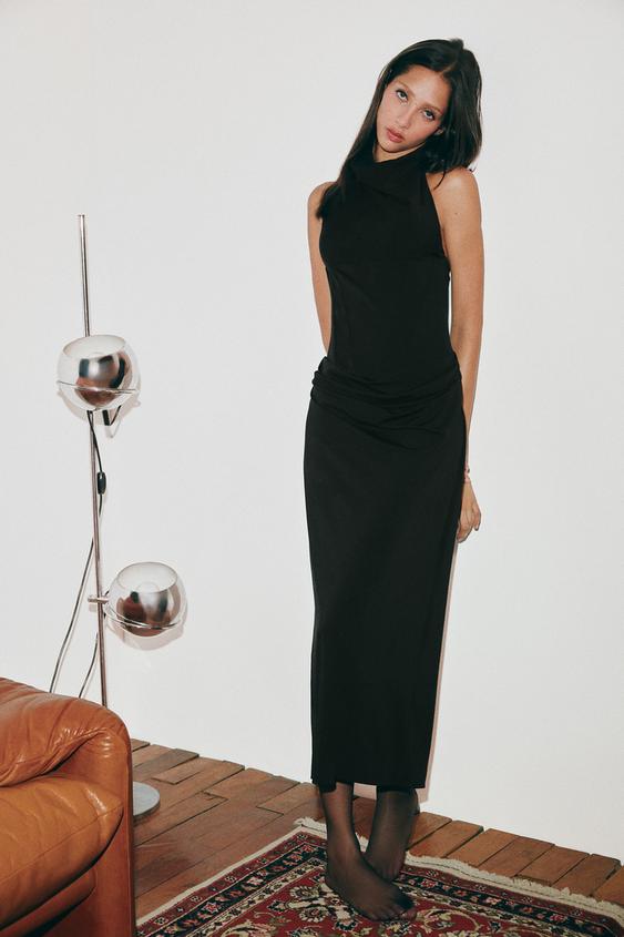 Zara HALTER CORSET DRESS - Black - Image 0