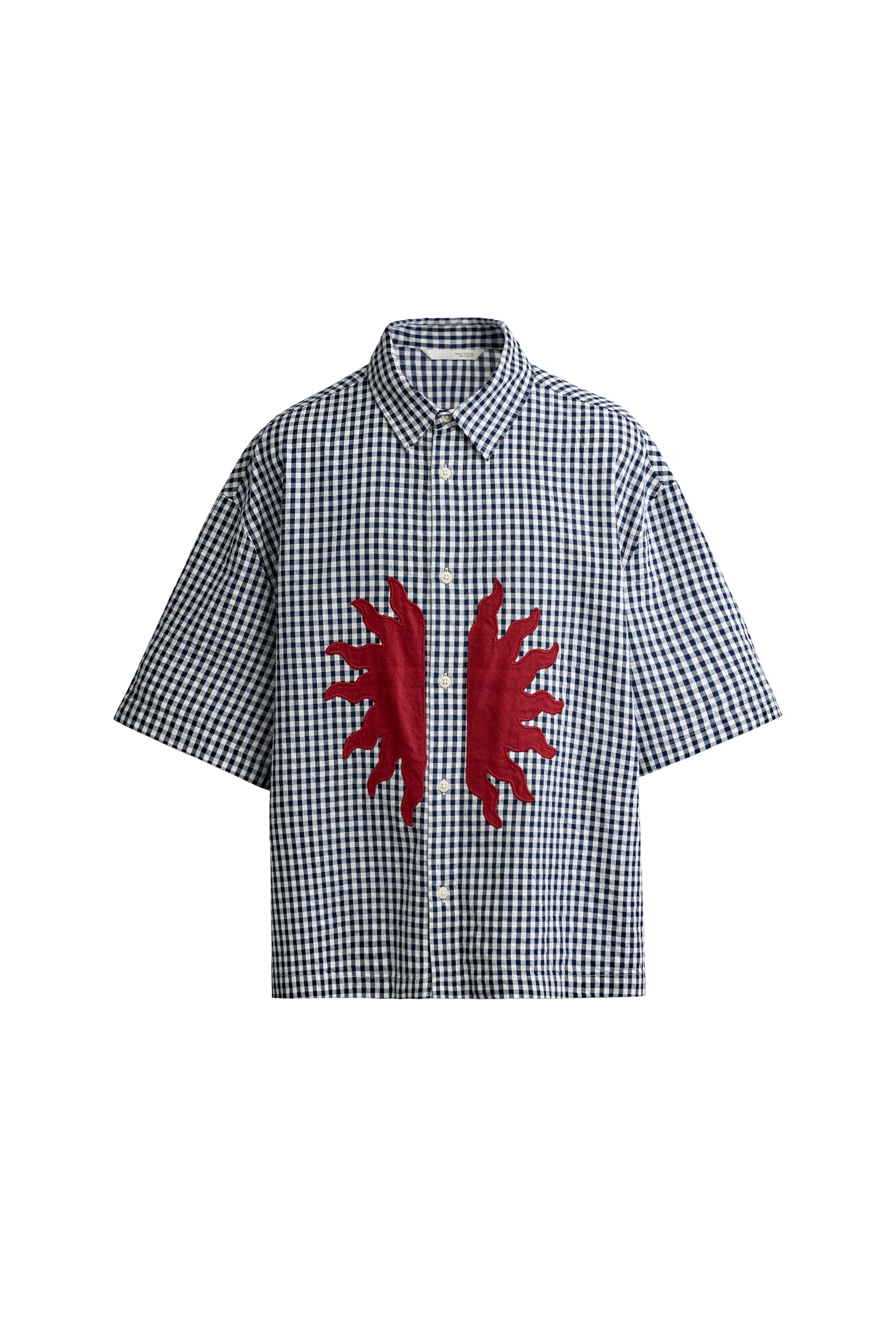 RELAXED FIT PATCHWORK SHIRT - Blue/White | ZARA United Kingdom