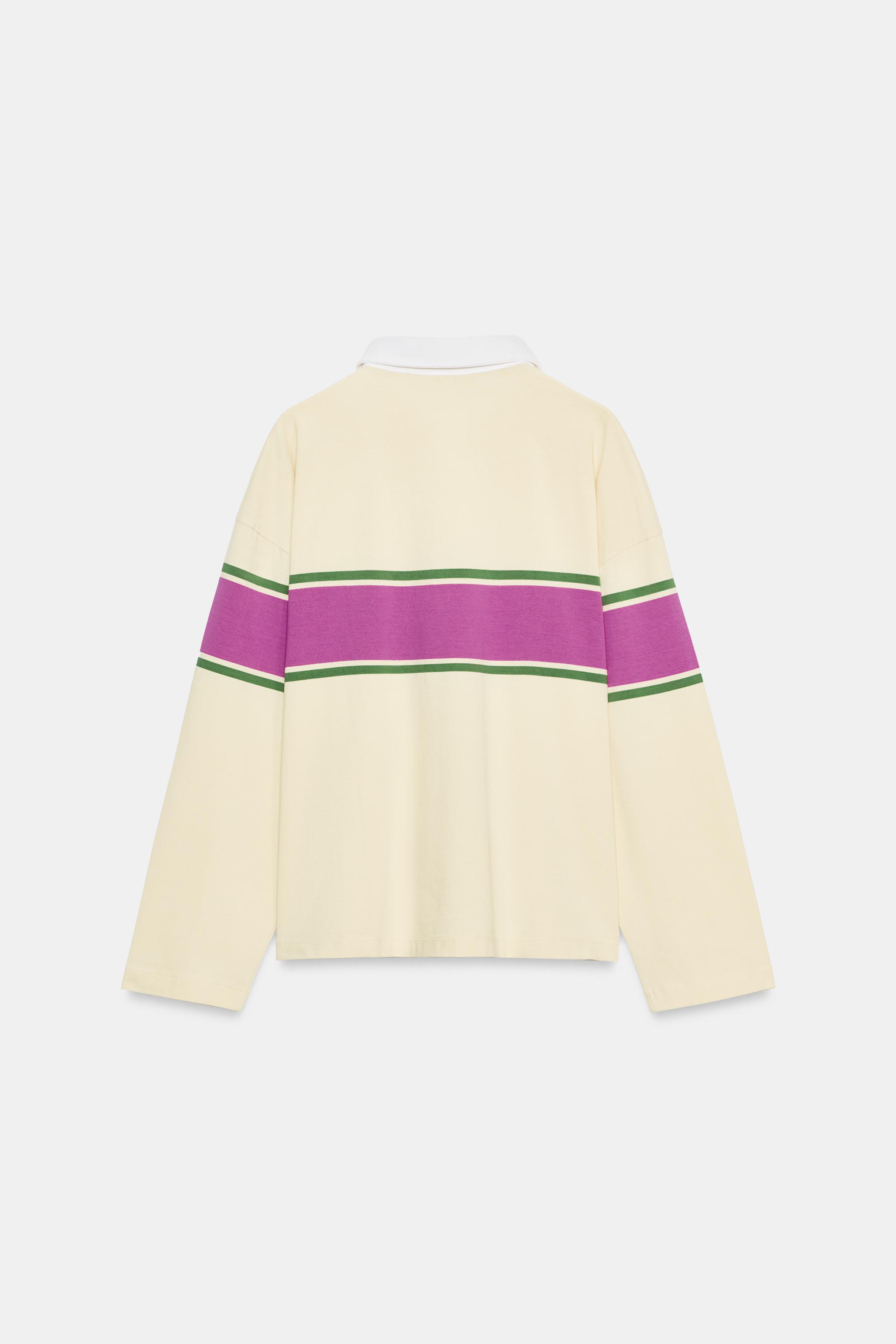 Женские рубашки Zara CONTRAST STRIPED POLO SHIRT — фото 7