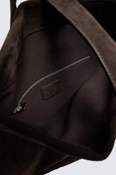 SAC SHOPPER EN CUIR - Marron de Zara - Image 3