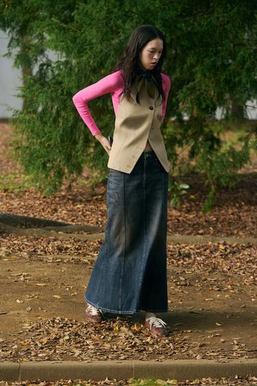 FADED TRF DENIM MIDI SKIRT - Blue by Zara