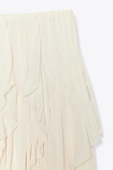 ZW COLLECTION COTTON GAUZE SKIRT - Oyster-white by Zara - Image 7