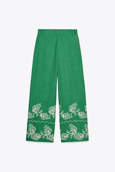 PANTALON CULOTTE BRODÉ ZW COLLECTION - Vert de Zara - Image 5
