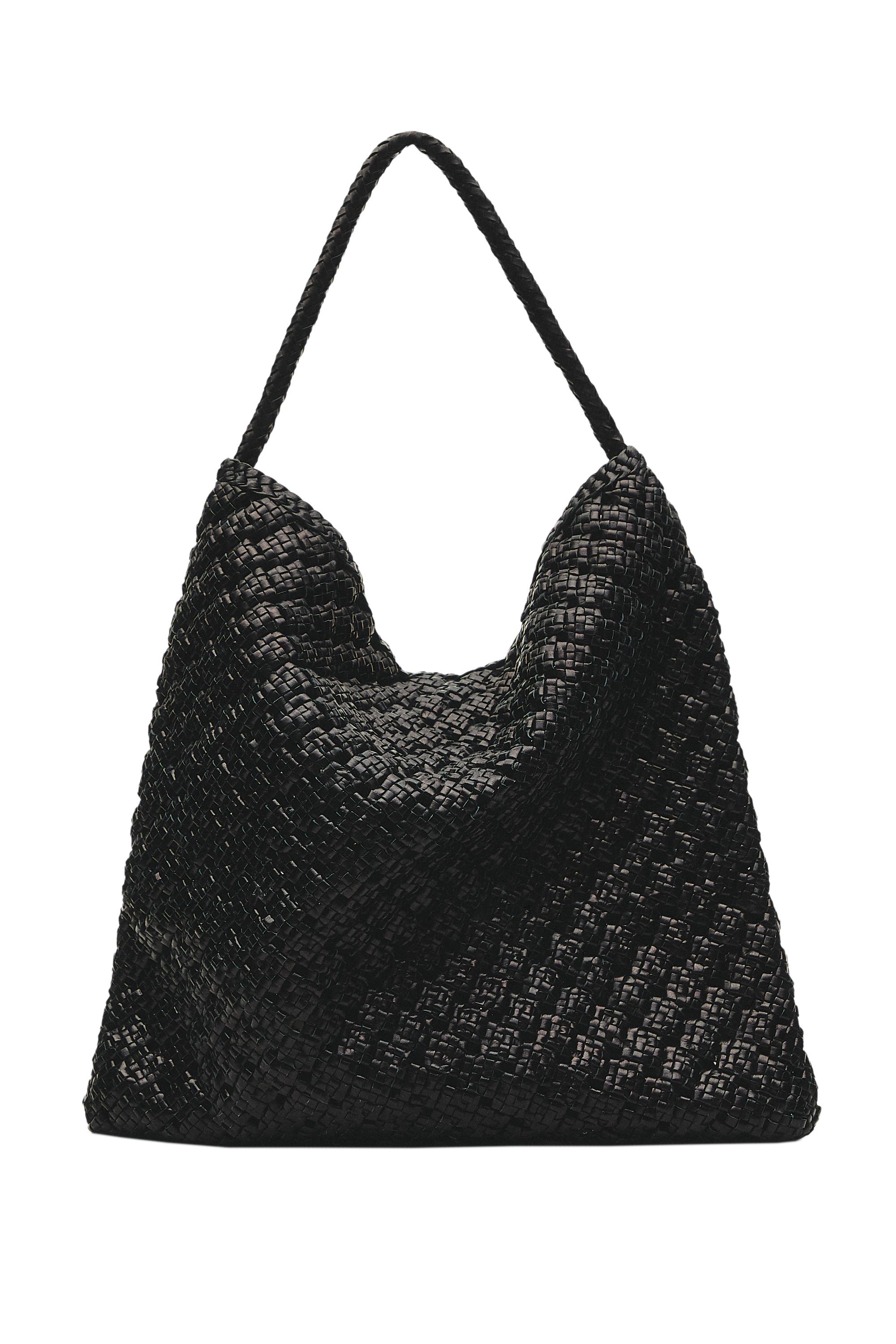 Braided nappa leather bag — Black