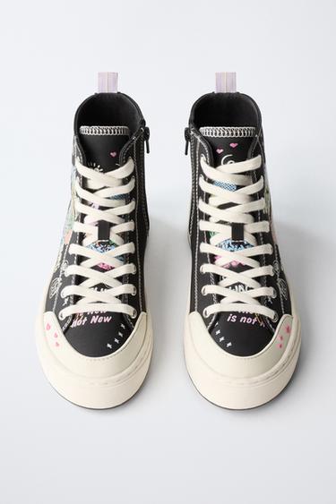 GRAFFITI HIGH-TOP SNEAKERS - Black by Zara - Image 4