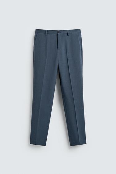 Zara WOOL SUIT PANTS - Blue / Steel
