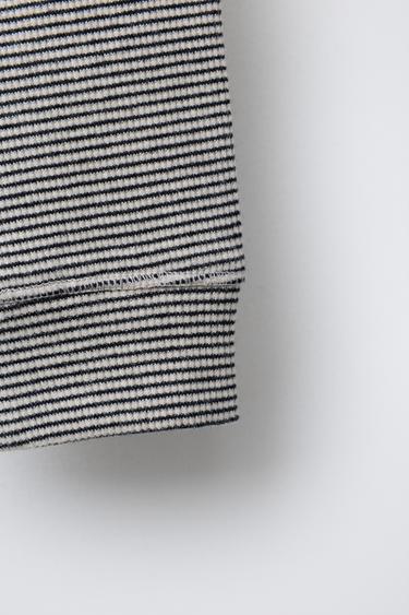 RIBBED STRIPED LEGGINGS WITH BUTTONS - Ecru / Black by Zara - Image 3