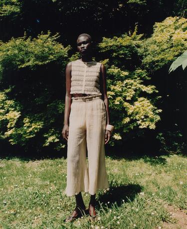 PANTALON JUPE-CULOTTE À COUTURES BIMATIÈRES - Sable de Zara