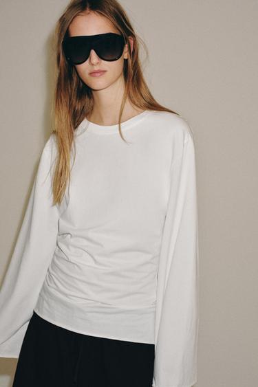 CAMISETA OVERSIZE ALGODÓN - Blanco de Zara